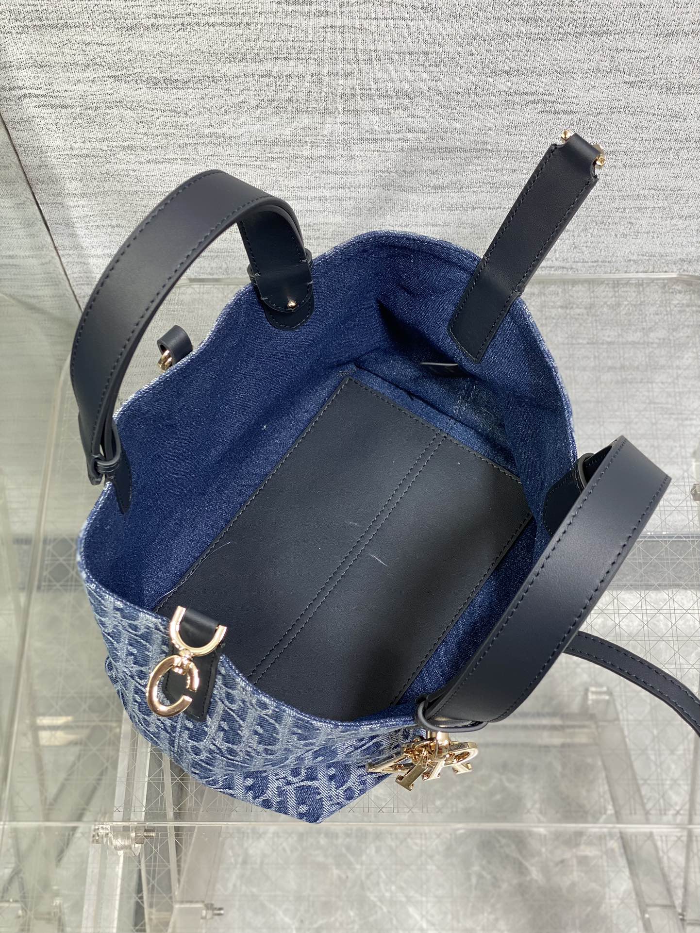 Small Dior Toujours Bag Blue Denim Dior Oblique Jacquard